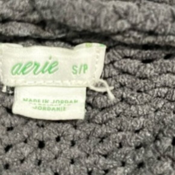 Aerie Charcoal V-Neck Sweater Hooded Size Small Women's Warm Cozy Comfy - Picture 3 of 6